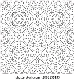 vector pattern in geometric ornamental style. Black and white pattern.