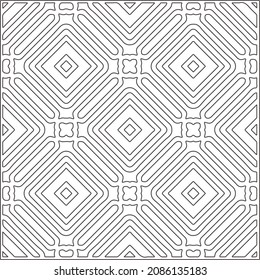 vector pattern in geometric ornamental style. Black and white pattern.