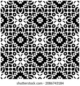 vector pattern in geometric ornamental style. Black and white pattern.