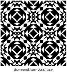 vector pattern in geometric ornamental style. Black and white pattern.