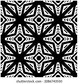 vector pattern in geometric ornamental style. Black and white pattern.