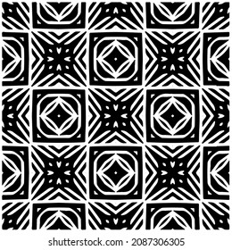 vector pattern in geometric ornamental style. Black and white pattern.