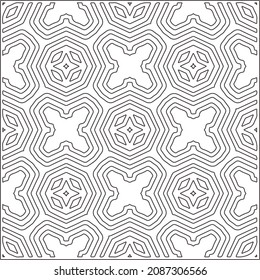 vector pattern in geometric ornamental style. Black and white pattern.