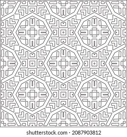 vector pattern in geometric ornamental style. Black and white pattern.