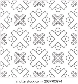 vector pattern in geometric ornamental style. Black and white pattern.