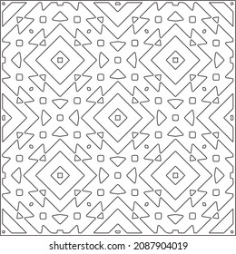 vector pattern in geometric ornamental style. Black and white pattern.