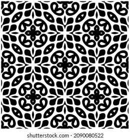 vector pattern in geometric ornamental style. Black and white pattern.