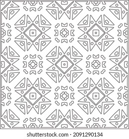 vector pattern in geometric ornamental style. Black and white pattern.