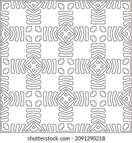 vector pattern in geometric ornamental style. Black and white pattern.