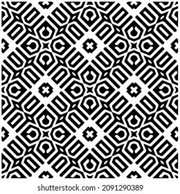 vector pattern in geometric ornamental style. Black and white pattern.
