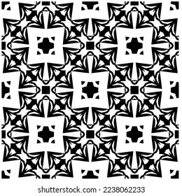 Vector pattern in geometric ornamental style. Black and white pattern.