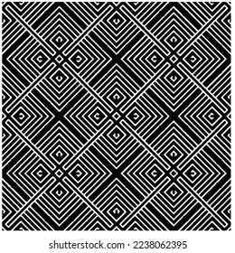 Vector pattern in geometric ornamental style. Black and white pattern.