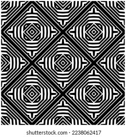 Vector pattern in geometric ornamental style. Black and white pattern.