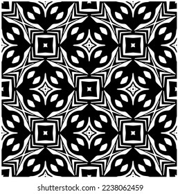 Vector pattern in geometric ornamental style. Black and white pattern.