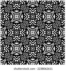 Vector pattern in geometric ornamental style. Black and white pattern.