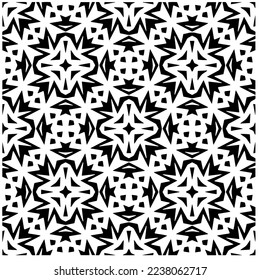 Vector pattern in geometric ornamental style. Black and white pattern.