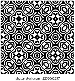 Vector pattern in geometric ornamental style. Black and white pattern.