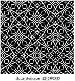 Vector pattern in geometric ornamental style. Black and white abstract background .Seamless repeat pattern.