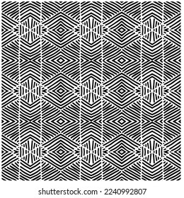 Vector pattern in geometric ornamental style. Black and white abstract background .Seamless repeat pattern.