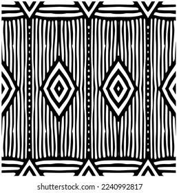 Vector pattern in geometric ornamental style. Black and white abstract background .Seamless repeat pattern.