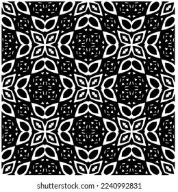Vector pattern in geometric ornamental style. Black and white abstract background .Seamless repeat pattern.