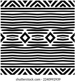 Vector pattern in geometric ornamental style. Black and white abstract background .Seamless repeat pattern.