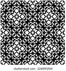 Vector pattern in geometric ornamental style. Black and white abstract background .Seamless repeat pattern.