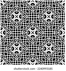 Vector pattern in geometric ornamental style. Black and white abstract background .Seamless repeat pattern.