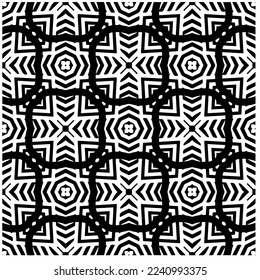 Vector pattern in geometric ornamental style. Black and white abstract background .Seamless repeat pattern.