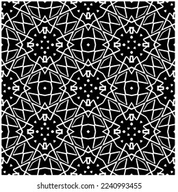 Vector pattern in geometric ornamental style. Black and white abstract background .Seamless repeat pattern.