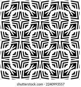 Vector pattern in geometric ornamental style. Black and white abstract background .Seamless repeat pattern.