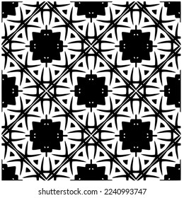 Vector pattern in geometric ornamental style. Black and white abstract background .Seamless repeat pattern.