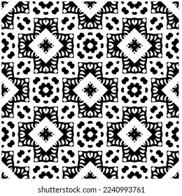 Vector pattern in geometric ornamental style. Black and white abstract background .Seamless repeat pattern.
