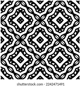 Vector pattern in geometric ornamental style. Black and white abstract background .Seamless repeat pattern.