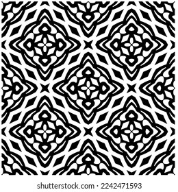 Vector pattern in geometric ornamental style. Black and white abstract background .Seamless repeat pattern.