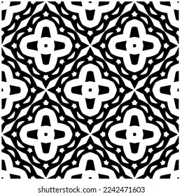 Vector pattern in geometric ornamental style. Black and white abstract background .Seamless repeat pattern.