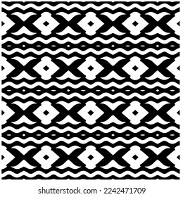 Vector pattern in geometric ornamental style. Black and white abstract background .Seamless repeat pattern.