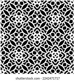 Vector pattern in geometric ornamental style. Black and white abstract background .Seamless repeat pattern.