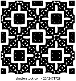 Vector pattern in geometric ornamental style. Black and white abstract background .Seamless repeat pattern.