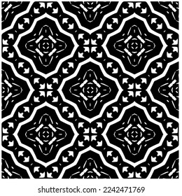 Vector pattern in geometric ornamental style. Black and white abstract background .Seamless repeat pattern.