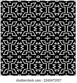 Vector pattern in geometric ornamental style. Black and white abstract background .Seamless repeat pattern.