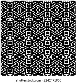 Vector pattern in geometric ornamental style. Black and white abstract background .Seamless repeat pattern.