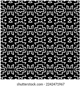 Vector pattern in geometric ornamental style. Black and white abstract background .Seamless repeat pattern.