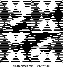 Vector pattern in geometric ornamental style. Black and white abstract background. Seamless repeat pattern.