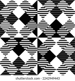 Vector pattern in geometric ornamental style. Black and white abstract background. Seamless repeat pattern.