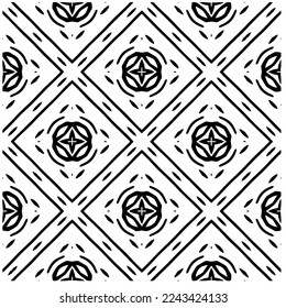 Vector pattern in geometric ornamental style. Black and white pattern.