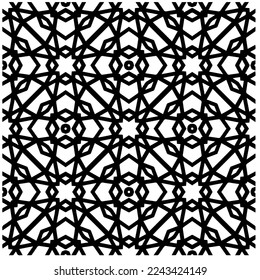 Vector pattern in geometric ornamental style. Black and white pattern.