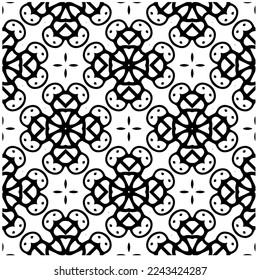 Vector pattern in geometric ornamental style. Black and white pattern.