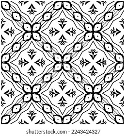 Vector pattern in geometric ornamental style. Black and white pattern.