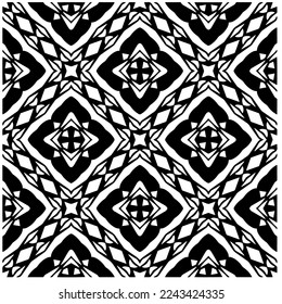 Vector pattern in geometric ornamental style. Black and white pattern.